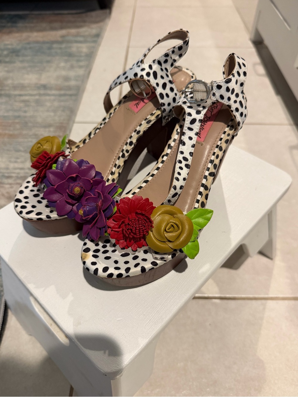 Betsey Johnson Flower T-Strap Heels